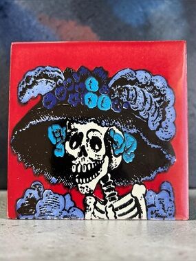 VINTAGE-STYLE LA CATRINA SKELETON ART TILE